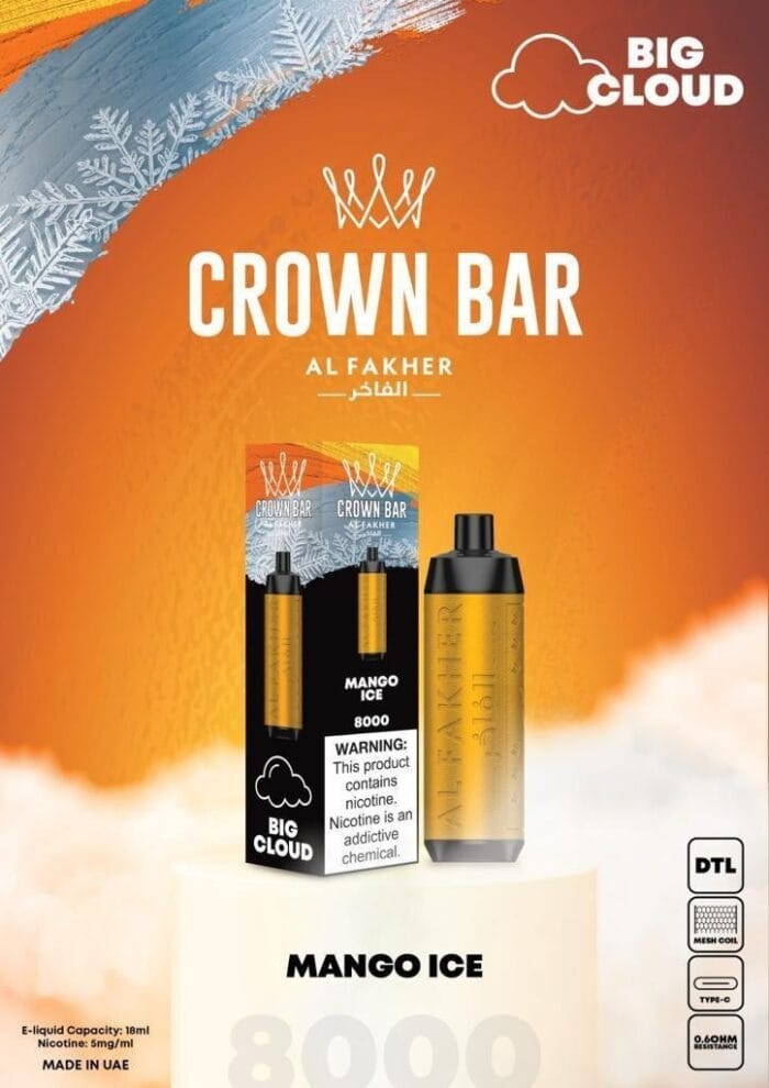 Al Fakher 8000 Puffs Crown Bar Disposable Dtl Big Cloud Best Vape Shop In Dubai Vape Shop Near Me 10