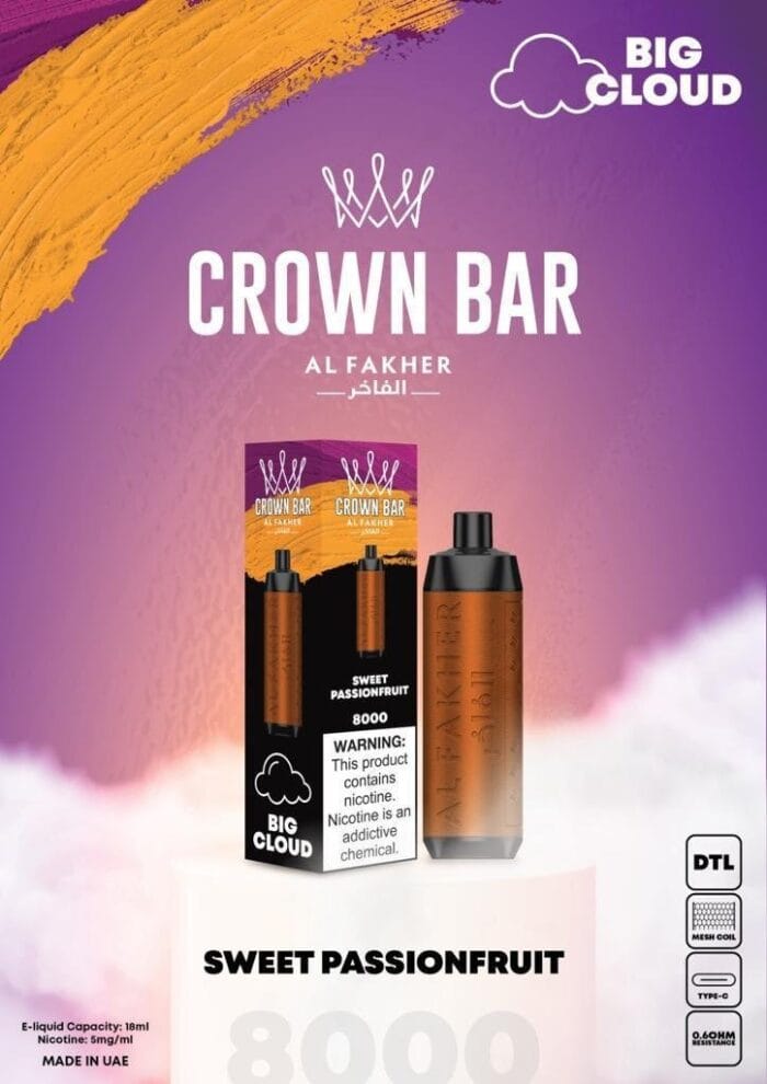 Al Fakher 8000 Puffs Crown Bar Disposable Dtl Big Cloud Best Vape Shop In Dubai Vape Shop Near Me 11