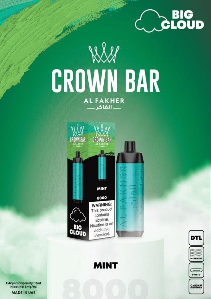 Al Fakher 8000 Puffs Crown Bar Disposable Dtl Big Cloud Best Vape Shop In Dubai Vape Shop Near Me 14