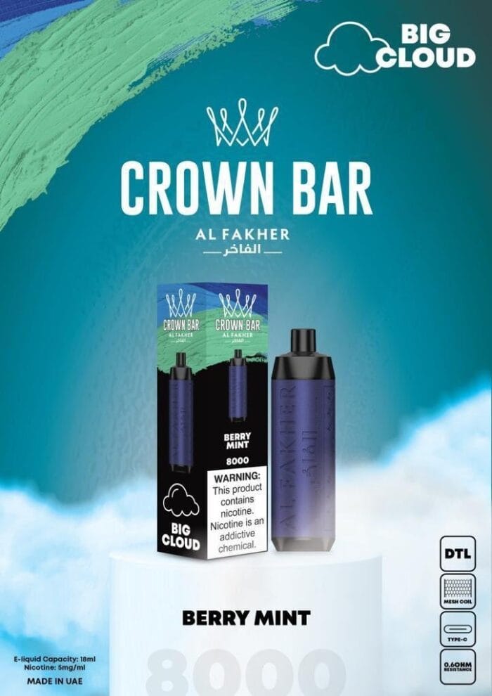 Al Fakher 8000 Puffs Crown Bar Disposable Dtl Big Cloud Best Vape Shop In Dubai Vape Shop Near Me 7