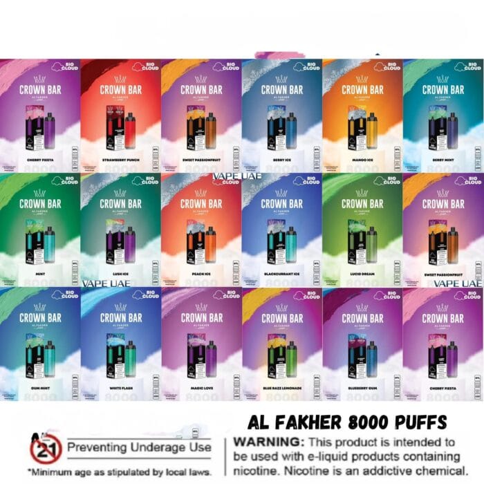 Al Fakher 8000 Puffs Crown Bar Disposable Dtl Big Cloud Best Vape Shop In Dubai Vape Shop Near Me