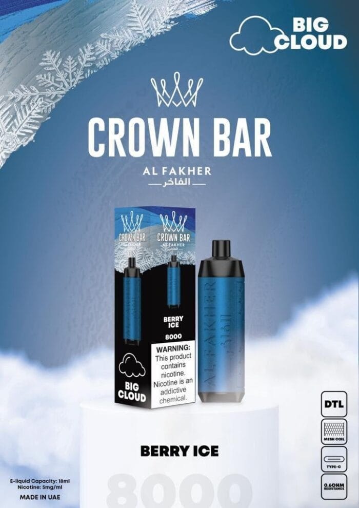 Al Fakher 8000 Puffs Crown Bar Disposable Dtl Big Cloud Best Vape Shop In Dubai Vape Shop Near Me 9