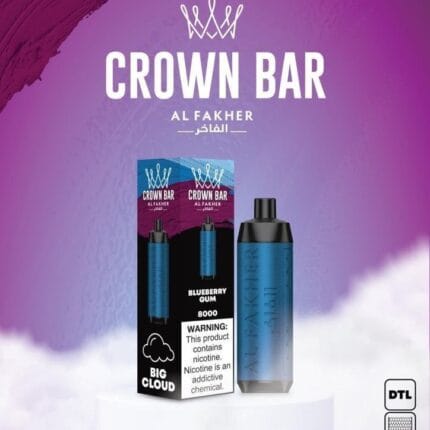 Al Fakher Blueberry Gum Crown Bar Disposable 8000 Puffs Best Vape Shop In Dubai Vape Shop Near Me