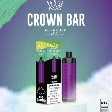 Al Fakher Grape Mint Crown Bar 8000 Puffs Disposable Best Vape Shop In Dubai Vape Shop Near Me