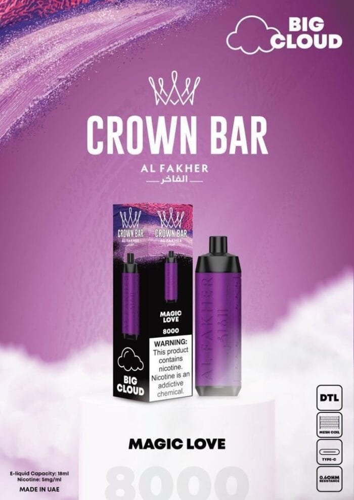 Al Fakher Magic Love Crown Bar 8000 Puffs Best Vape Shop In Dubai Vape Shop Near Me