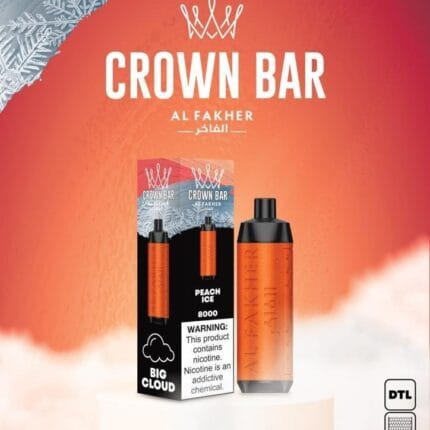 Al Fakher Peach Ice Crown Bar 8000 Big Cloud Disposable Vape Best Vape Shop In Dubai Vape Shop Near Me