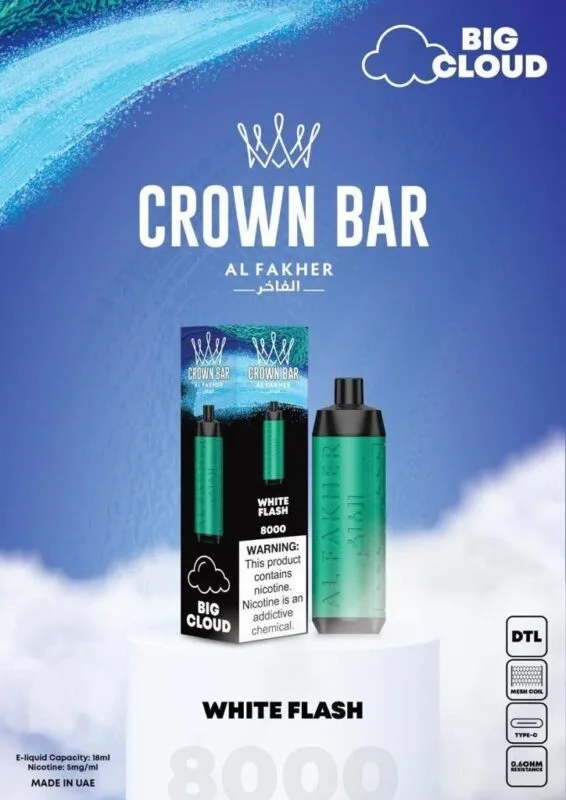 Dubai Vape Store - Best Vape Shop in Dubai UAE! 125 Al Fakher White Flash Crown Bar 8000 Puffs Best Vape Shop In Dubai Vape Shop Near Me