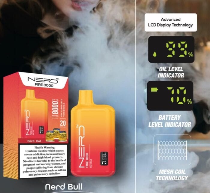 Nerd Fire 8000 Puffs Disposable Vape 2 Nicotine Best Vape Shop In Dubai Vape Shop Near Me 16