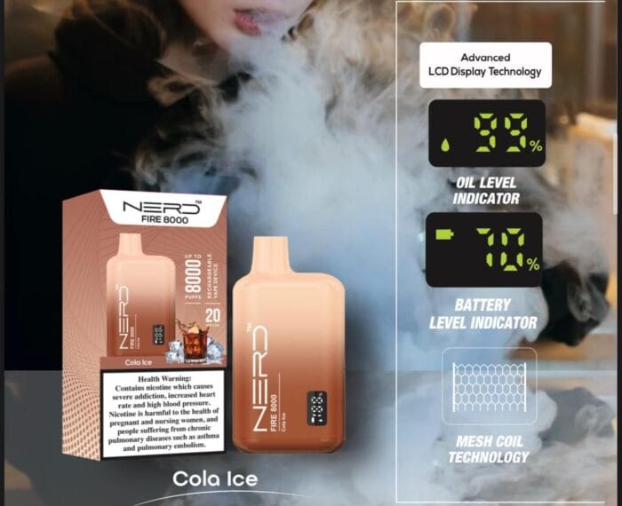 Nerd Fire 8000 Puffs Disposable Vape 2 Nicotine Best Vape Shop In Dubai Vape Shop Near Me 22