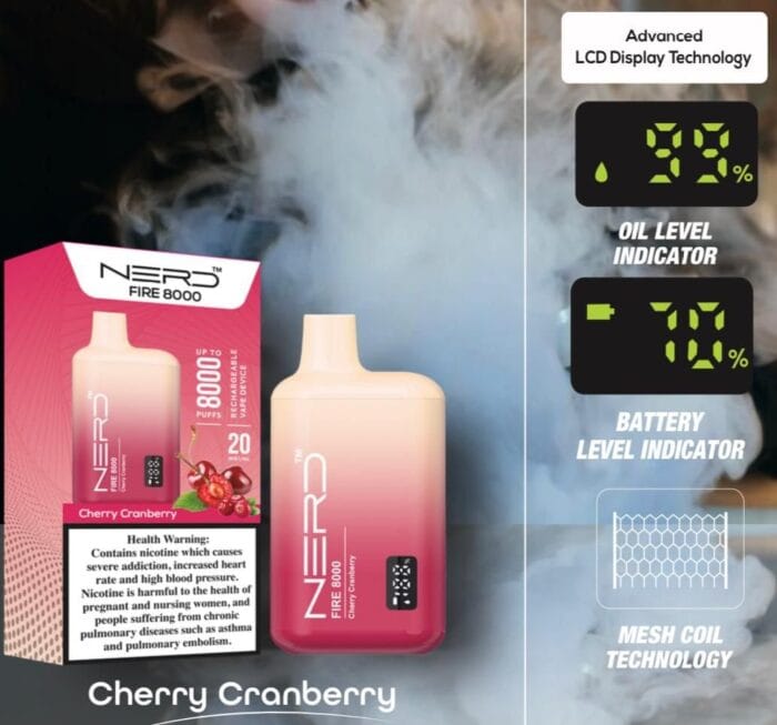 Nerd Fire 8000 Puffs Disposable Vape 2 Nicotine Best Vape Shop In Dubai Vape Shop Near Me 24