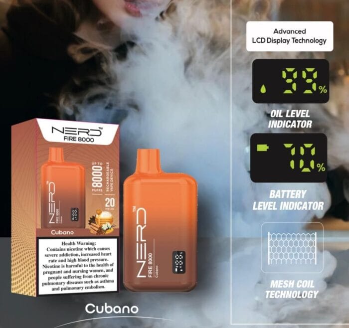 Nerd Fire 8000 Puffs Disposable Vape 2 Nicotine Best Vape Shop In Dubai Vape Shop Near Me 36