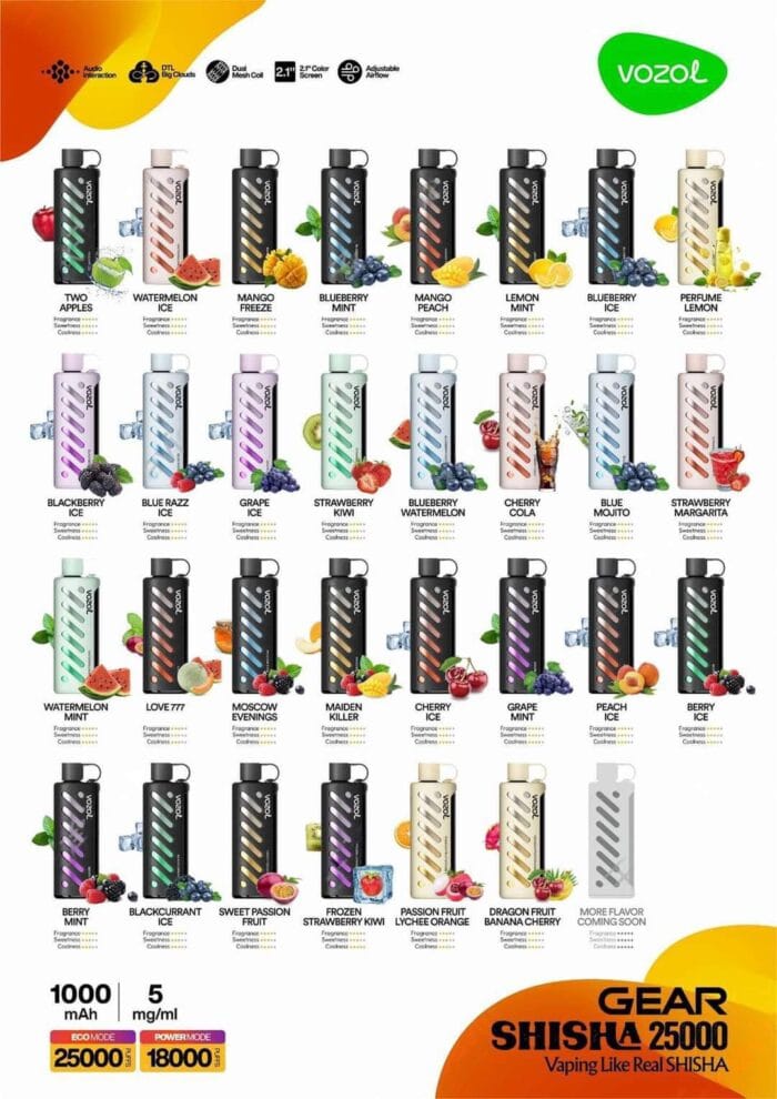 Vozol Gear Shisha 25000 Puffs Disposable Vape In Uae Best Vape Shop In Dubai Vape Shop Near Me